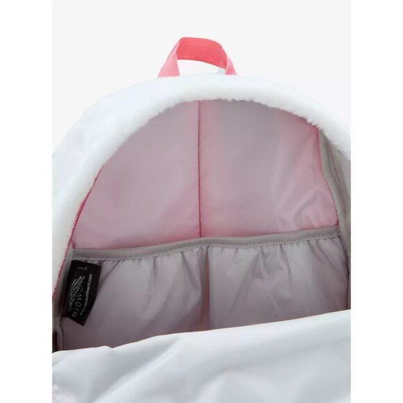 Hello Kitty Kawaii Fuzzy Backpack Shimmery Bow NEW